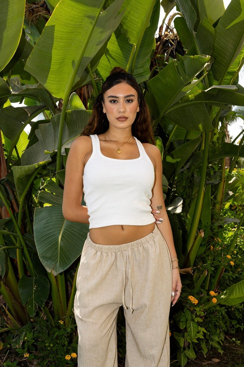 Beige Linen Pants