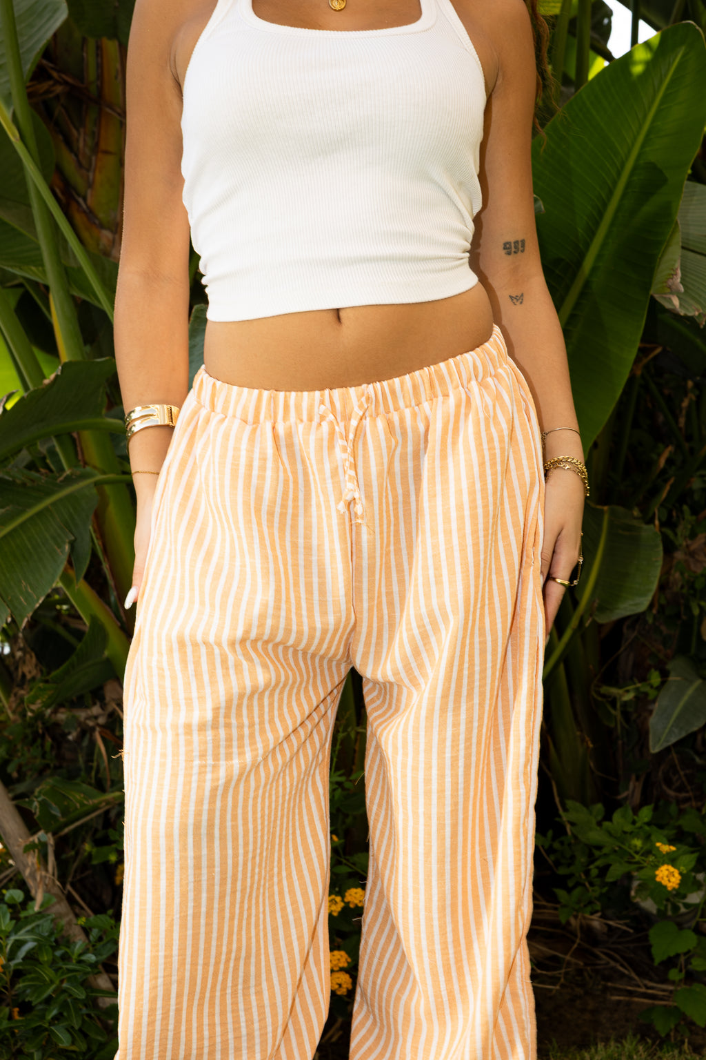 Striped Orange Linen Pants
